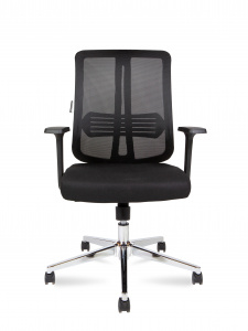 Офисное кресло Кресло офисное, Тема Хром 2D LB, Tema Chrome 2D LB , база хром, черный пластик, черная сетка, черная ткань, Арт. nord-00-00010206 в магазине 5kresel
