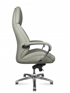 Купить дизайнерское кресло Кресло офисное, Порше, Porsche, светло-серая  кожа, алюминиевая база, Арт. nord-00-00009136 в магазине 5kresel