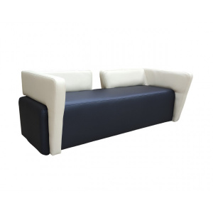 Купить (djok-d3-blbe) Диван Джокер трехместный , сиденье в экокоже Ecotex 3001 черный, подлокотник в экокоже Ecotex 3014 бежевый